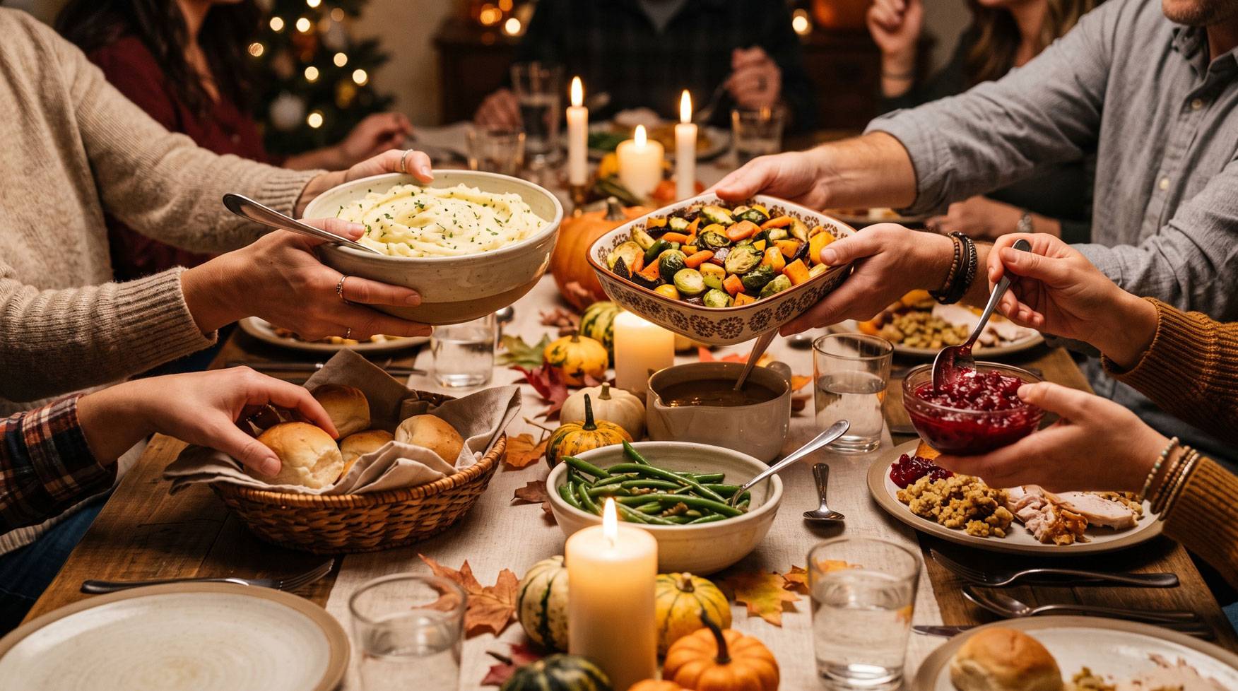 Thanksgiving dinner with healthy sides