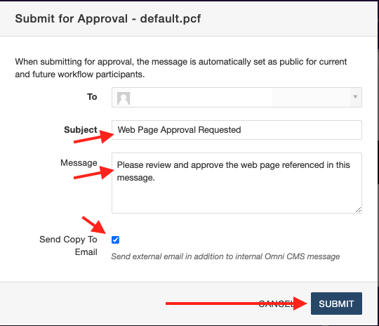 Modern Campus CMS Approval Submission Details